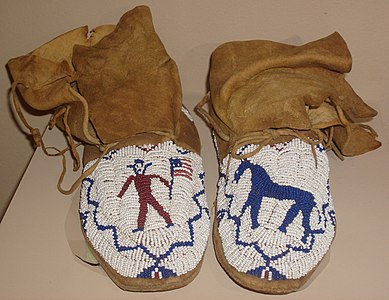 Beaded moccasins original to the estate of Chief Washakie, Wind River Reservation (Shoshone), Wyoming, c.1900