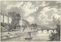 Chateau d'Amboise, lithograph by C. Motte from a drawing by Renoux
