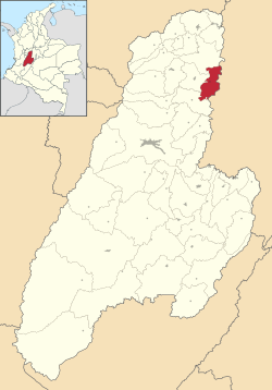 Location of the municipality and town of Ambalema in the Tolima Department of Colombia.