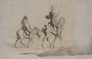 Don Quixote and Sancho Panza (1825-79), chalk & gray wash. 20 x 29.8cm. Metropolitan Museum of Art, New York.