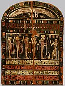 Stela of Nacht-Mahes-eru; 664–610 BC; polychromy on wood; 42 × 31.5 × 3.5 cm; National Museum in Warsaw (Poland)