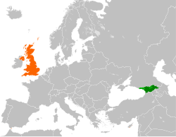 Map indicating locations of Georgia and United Kingdom