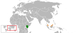 Map indicating locations of Kenya and Malaysia