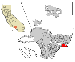 Location of Rowland Heights in Los Angeles County, California