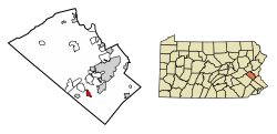 Location of Macungie in Lehigh County, Pennsylvania (left) and of Lehigh County in Pennsylvania (right)