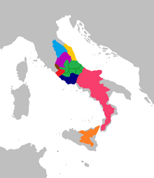 Map of showing various places in italy