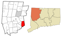Plymouth's location within Litchfield County and Connecticut