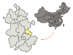 Lage Ma’anshans (gelb) in der chinesischen Provinz Anhui