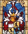 Wappen des Fürstbischofs Lorenz von Bibra (Kirchenfenster der Kirche St. Leo in Bibra)