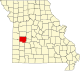 A state map highlighting Saint Clair County in the western part of the state.