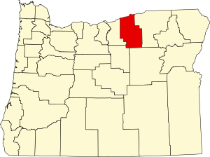 Map of Oregon highlighting Morrow County