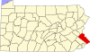 State map highlighting Bucks County