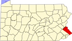 Karte von Bucks County innerhalb von Pennsylvania