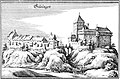 View of Grüningen town and castle (1654)