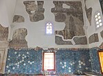 Remains of tile and fresco decoration inside the Murad II Mosque in Edirne