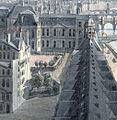 Drawing of the Louvre in 1828, showing Le Vau's western façade of the wing doubling the Petite Galerie to the West, now in the Cour du Sphinx