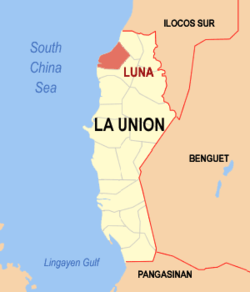 Map of La Union with Luna highlighted