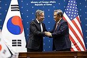 Secretary Blinken with South Korean Foreign Minister Park Jin in Seoul, November 2023