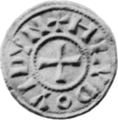 A black and white photo of an Anglo-Scandinavian coin