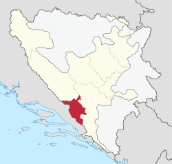 Location of West Herzegovina Canton