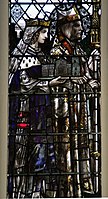 The lower light of the Te Deum window by Christopher Whall, St Mary the Virgin, Ware.