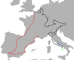Map of Europe showing journey routes