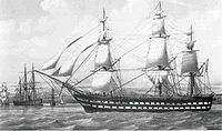 Portrait of Alexandre (1857) as a gunnery school ship, her engine removed after 1873. by François Roux.