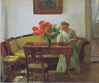 Interior with Poppies and Reading Woman (Lizzy Hohlenberg), Anna Ancher, 1905