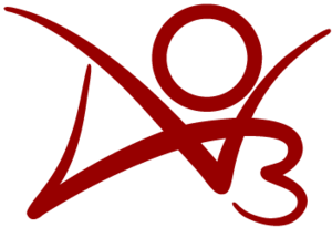 Ein rotes Logo aus drei Linien: ein V, ein O, und ein symbolisiertes Herz aus einem horizontalen V mit einer 3 am Ende