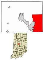 Location of Zionsville in Boone County, Indiana.