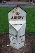 Milestone on the A514 in Chellaston, Derby