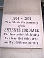 Entente Cordiale centenary plaque outside the Embassy
