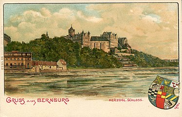 GRUSS aus BERNBURG, HERZOGL.SCHLOSS, Postkarte um 1900 von Erwin Spindler