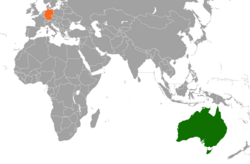 Map indicating locations of Australia and Germany