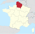Lage der Region Hauts-de-France in Frankreich