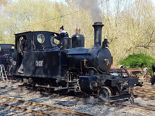 A Hunslet Engine Company 4-6-0T preserved as No. 303 on the Apedale Valley Light Railway.