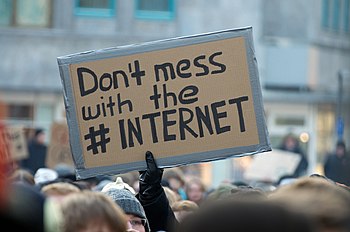 Anti-internet censorship protest in Frankfurt, Germany.