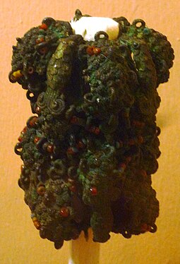 Bronze intricate ornamental staff head; 9th century; Nigerian National Museum