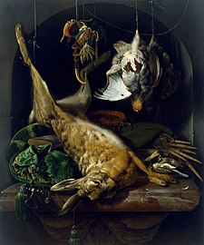 Dead Hare, Partridges, and Other Birds in a Niche (ca. 1675), oil on canvas, 105.5 x 88.5 Cm., Museum of Fine Arts, Houston