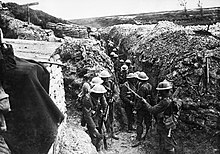 Tolkien experienced trench warfare with the Lancashire Fusiliers (pictured), on the Western Front in 1916.
