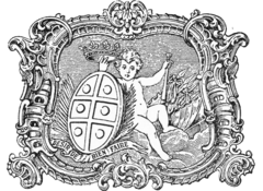 Ex-Libris of the Marquesses of Lavradio showing the Almeida arms, ducal coronet and motto