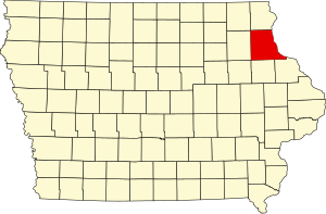 Map of Iowa highlighting Clayton County