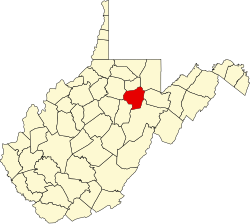 Location of Barbour County in West Virginia