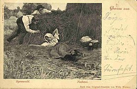 Tourism in the Spree Forest: 1902 postcard "Neckerei" (teasing)