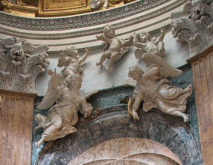 Angels and putti above the statue of Saint Sebastian by Paolo Campi, c. 1717–1719, Rome, Sant'Agnese in Agone
