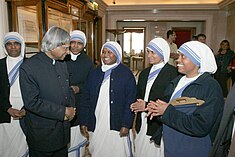 The President, Dr. A.P.J. Abdul Kalam meeting with the Sisters from the Mother Teresa Mission of Charity at Athens on April 27, 2007. These sisters are engaged in running number of old age home in Greece.