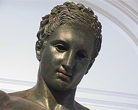 Head of a statue displayed at the Mimara Museum in Zagreb