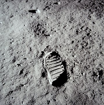 Buzz Aldrin's footprint at Tranquility Base (photograph by Aldrin)