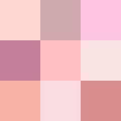 Various shades of pink
