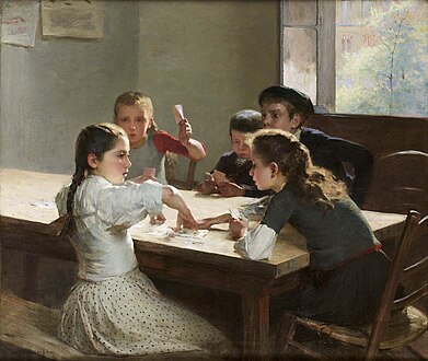 Interior with Children Playing Cards